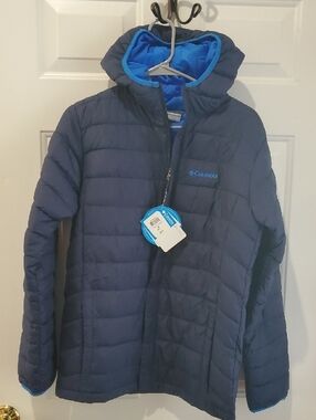 Columbia Kids Navy Blue Puffer Jacket with Bright Blue Trim
